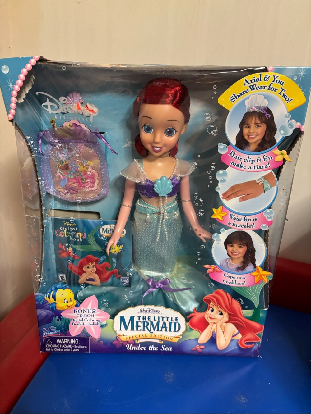 Disney Ariel Doll with Teal Tail & Purple Top vintage